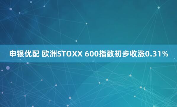 申银优配 欧洲STOXX 600指数初步收涨0.31%